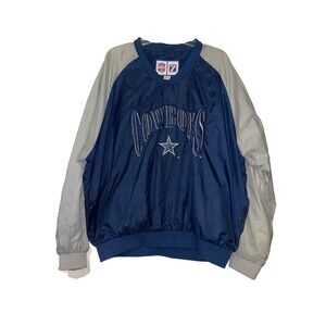 Vintage Game Day NFL Logo 7 Dallas Cowboys Warmup Pullover Jacket 90's XL